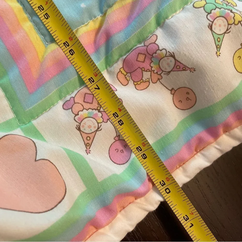 Vintage Quilted I Love You Clown Baby Blanket 39x30